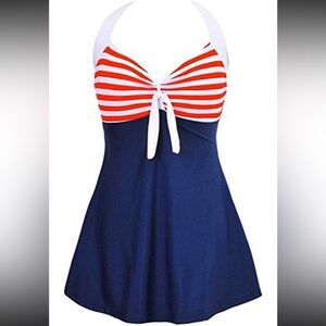 NWT Summer Mae vintage inspired swimsuit one piece dress‎ sailor pin up inspo